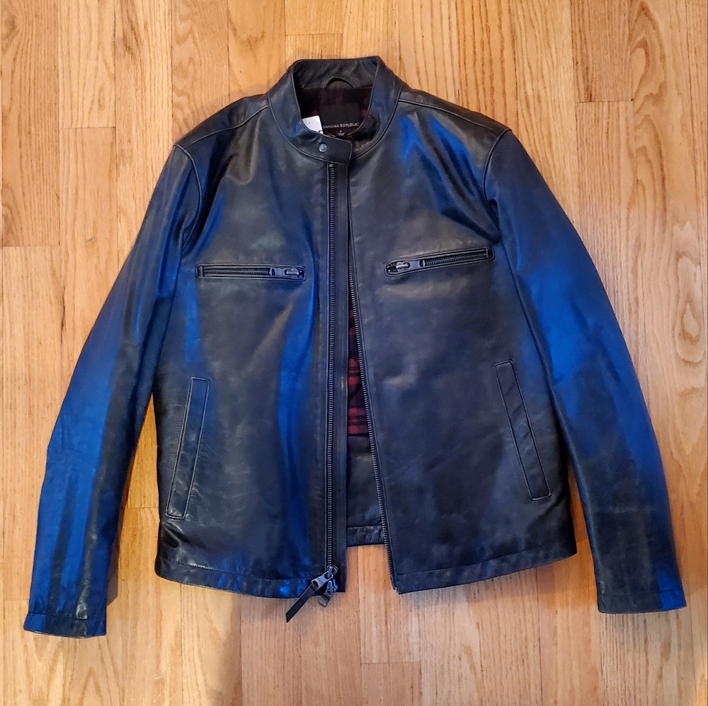 Banana Republic Leather Café Racer - Black (L)